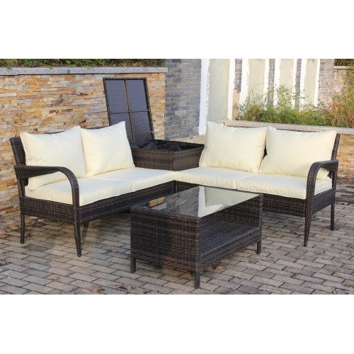 Wicker Rattan Outdoor Furniture Sofa Set with Storage Box