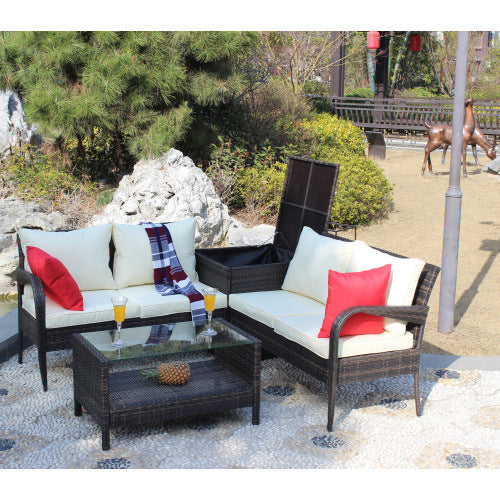 Wicker Rattan Outdoor Furniture Sofa Set with Storage Box