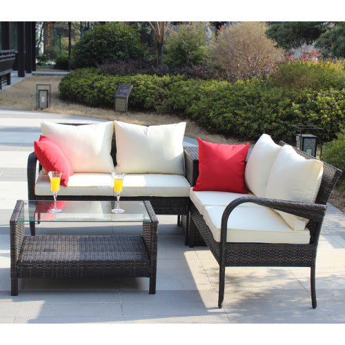 Wicker Rattan Outdoor Furniture Sofa Set with Storage Box