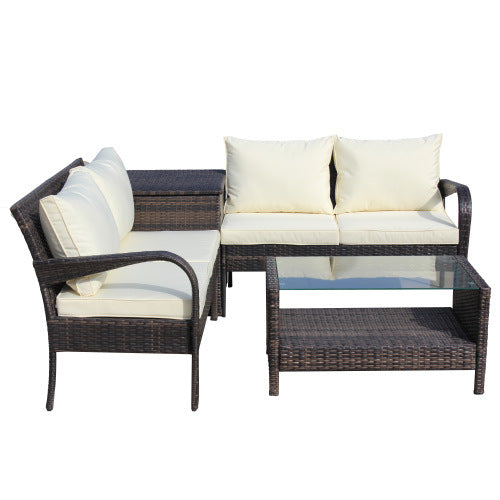 Wicker Rattan Outdoor Furniture Sofa Set with Storage Box