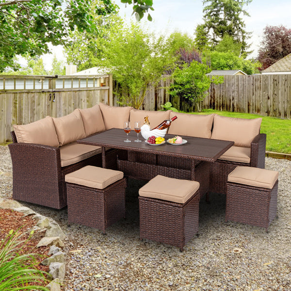 Rattan Dining Table and Chair Set