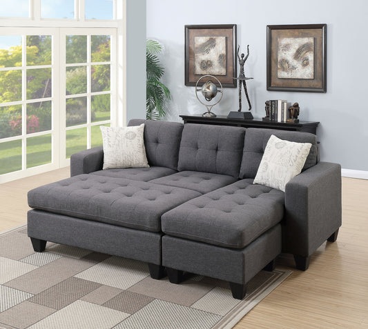 Blue Grey Reversible Sectional Sofa