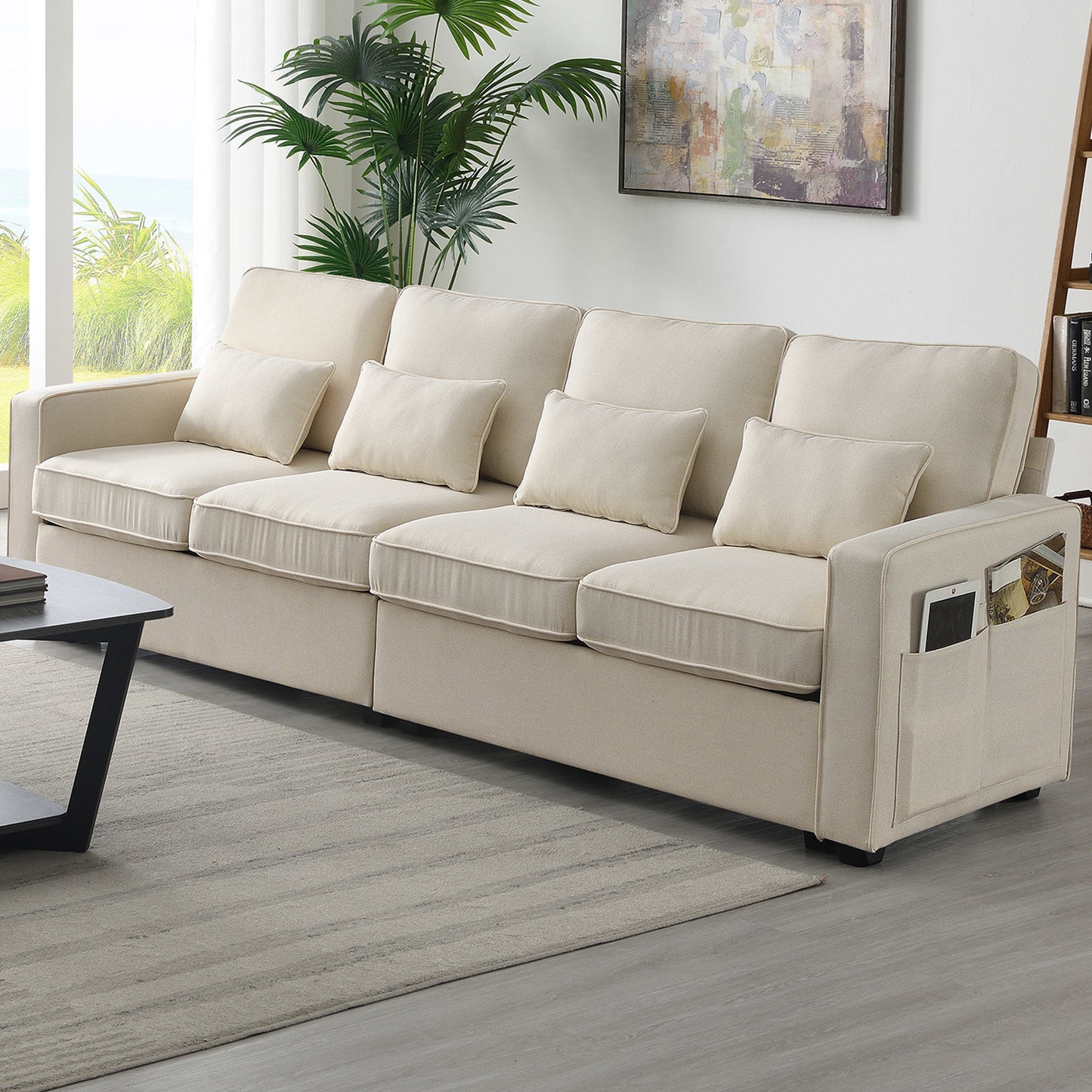 104-inch Modern Linen Sofa