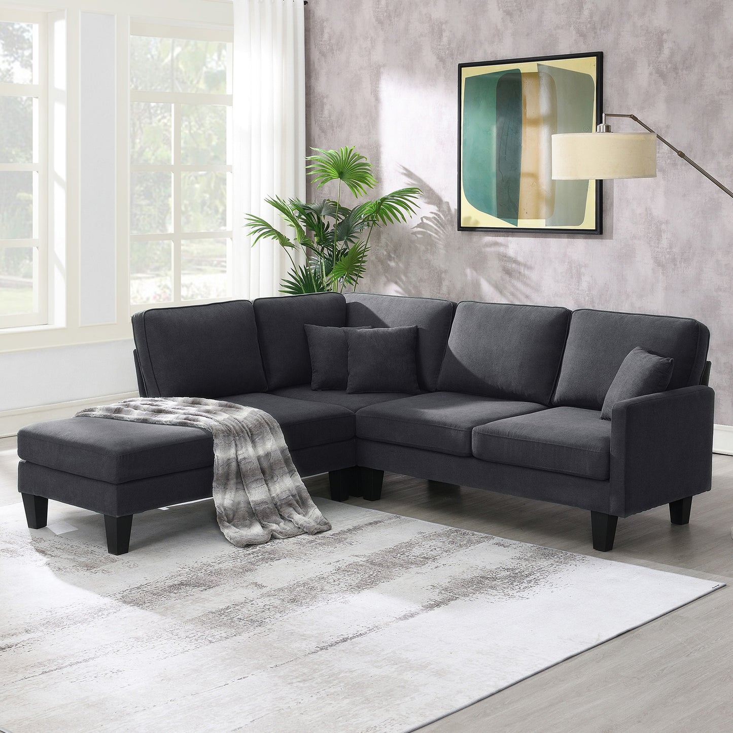 90x88 Inch Terrycloth Sectional Sofa