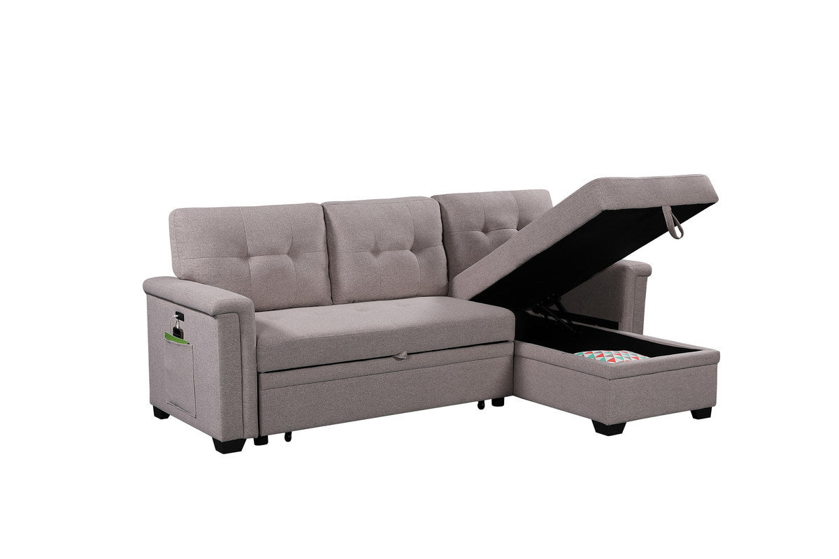 Light Gray Sofa Bed with USB Ports