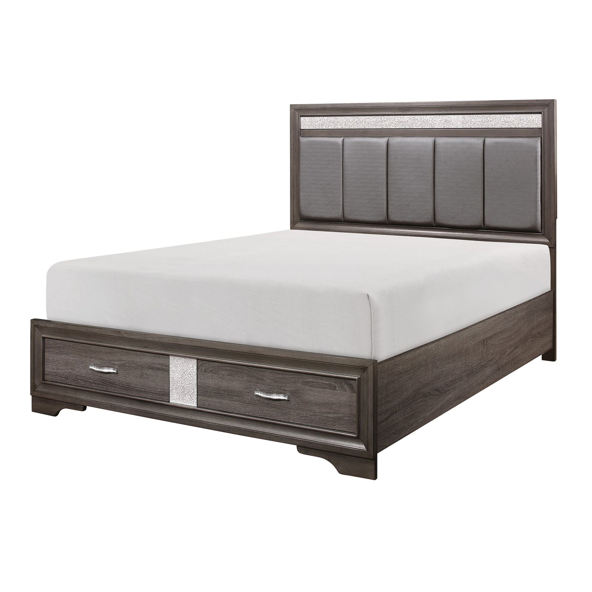 Gray Upholstered Headboard Bed