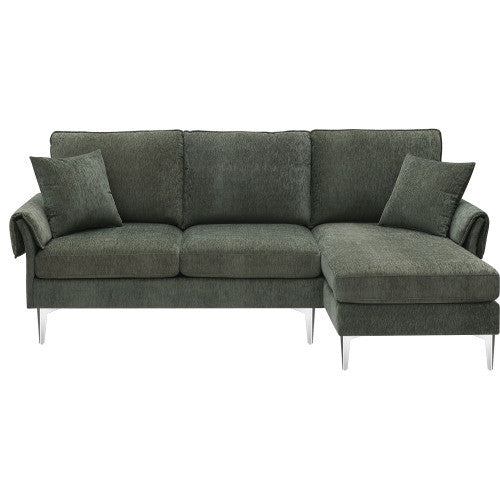 Modern Chenille L-Shaped Sofa Couch with Reversible Chaise Lounge