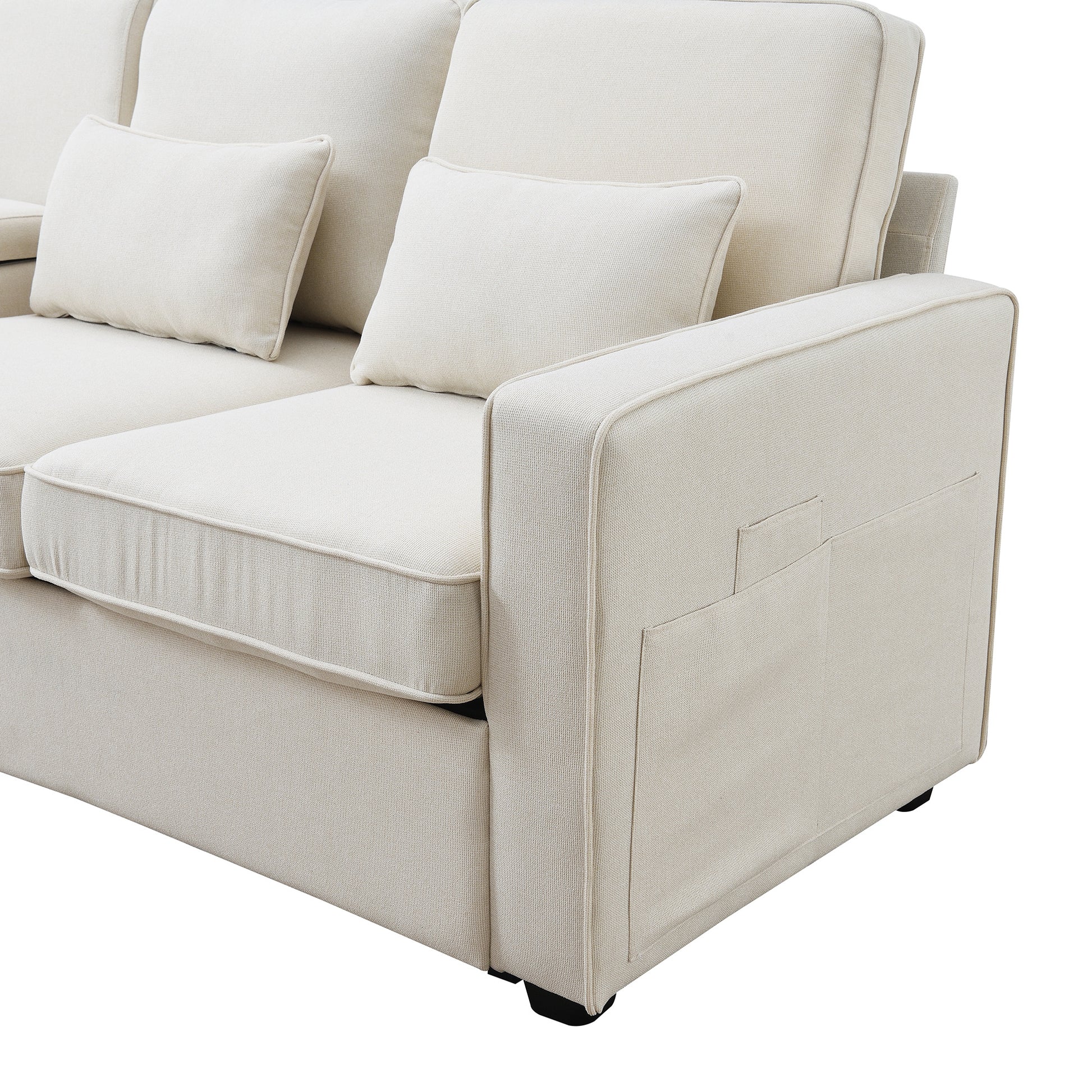 4-Seater Couch with Armrest Pockets