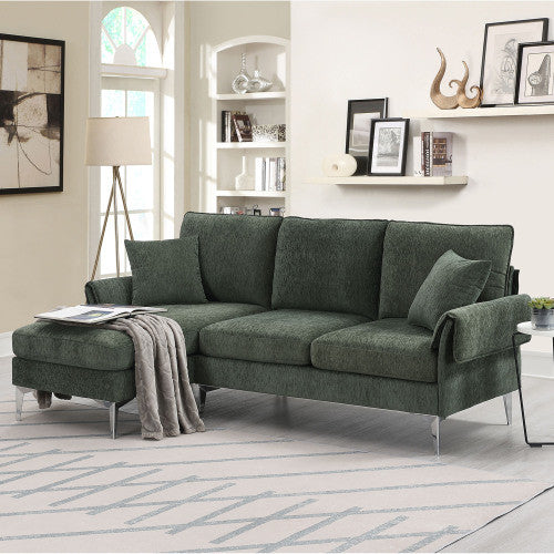 Modern Chenille L-Shaped Sofa Couch with Reversible Chaise Lounge