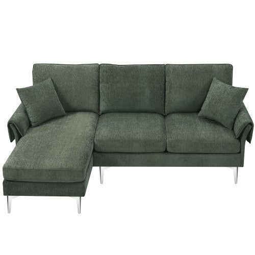 Modern Chenille L-Shaped Sofa Couch with Reversible Chaise Lounge