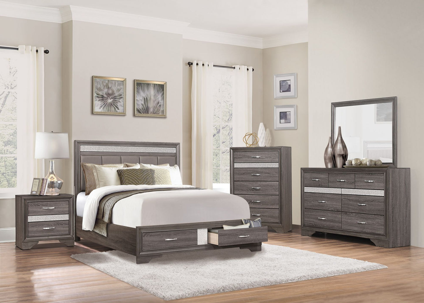 Modern Queen Bed with Drawers