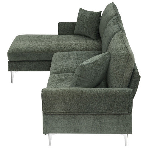 Modern Chenille L-Shaped Sofa Couch with Reversible Chaise Lounge