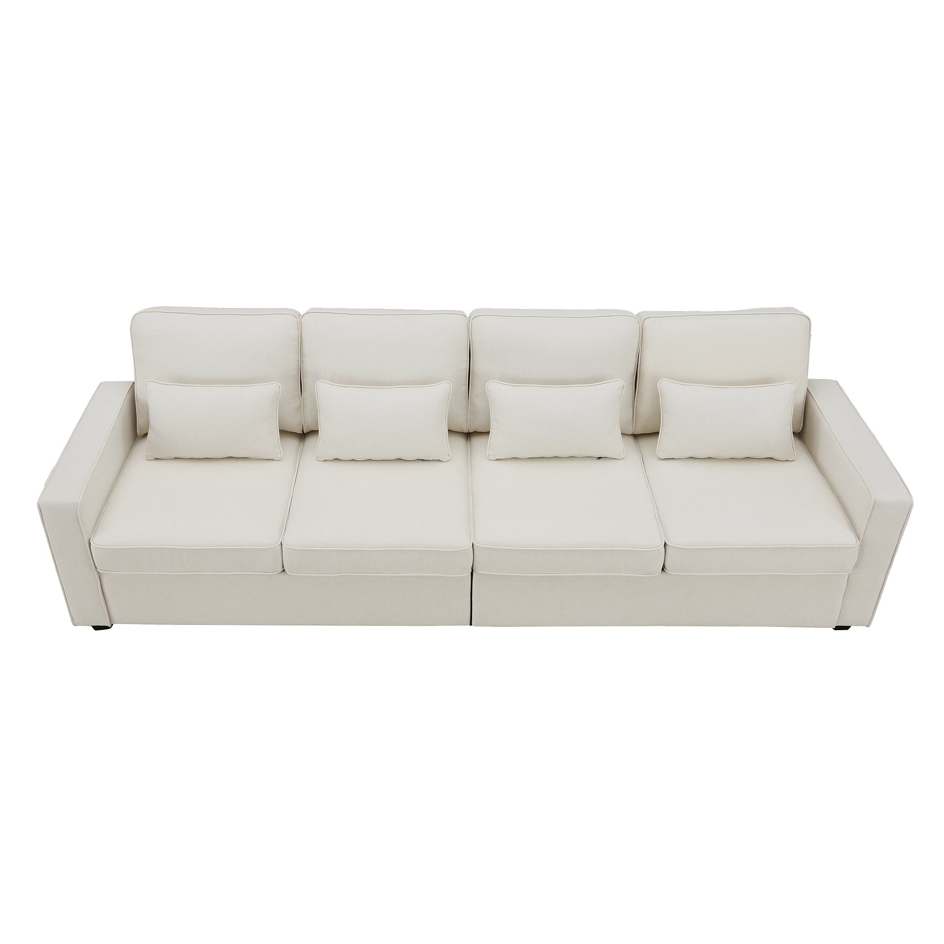 Sofa with Pillows and Armrest Storage