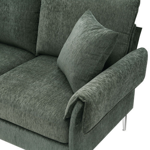 Modern Chenille L-Shaped Sofa Couch with Reversible Chaise Lounge