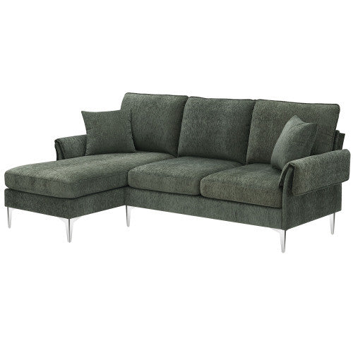 Modern Chenille L-Shaped Sofa Couch with Reversible Chaise Lounge